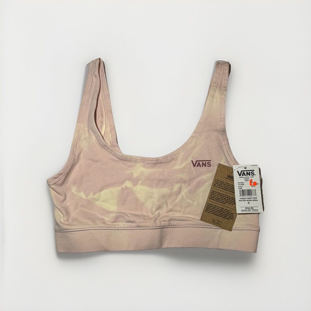 NWT Vans Water Wash Sports Bra Womens Small Pink Tie Dye Bralette